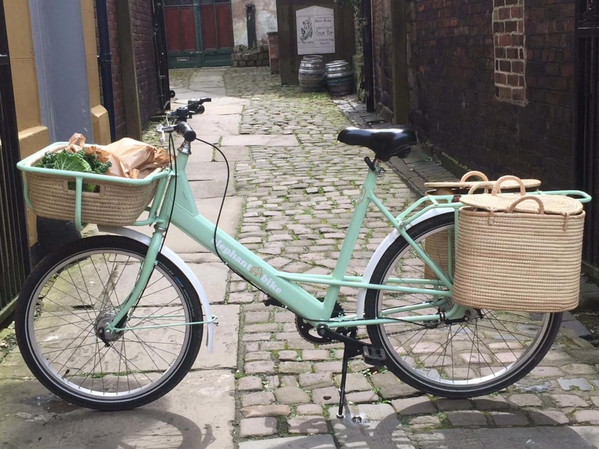 Elephant postal bike with basket